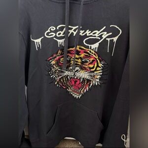Ed Hardy Rhinestone Tiger Black Hoodie